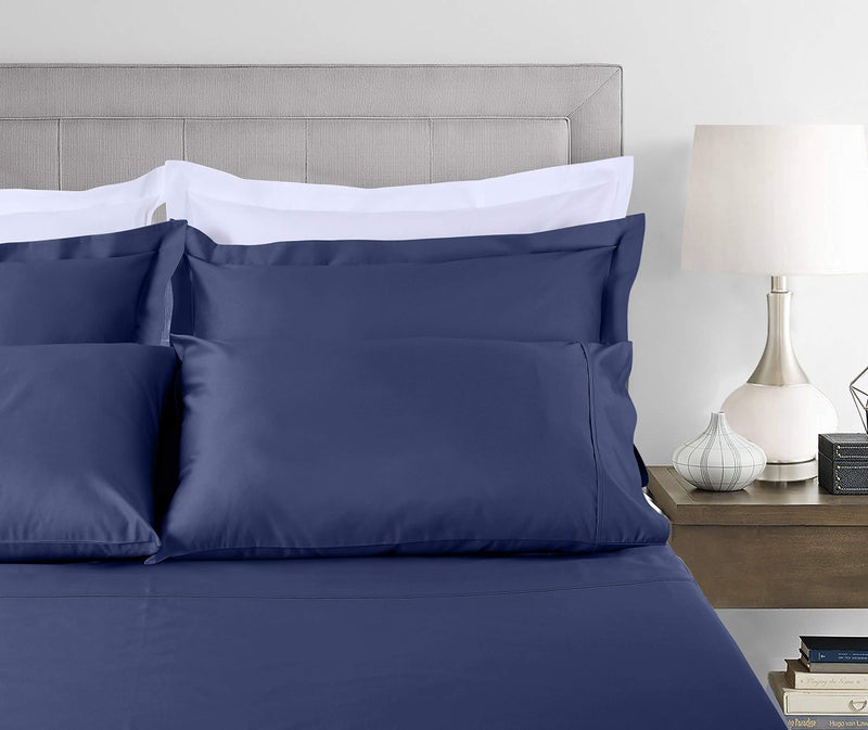 Threadmill Luxury King Size Pillow Cases 2 Piece Set| 800 Thread Count Sateen Weave | 100% Cotton Pillow Covers | Extra Long Staple Cotton | Comfortable Folkstone Blue Pillow Protectors - Image 2